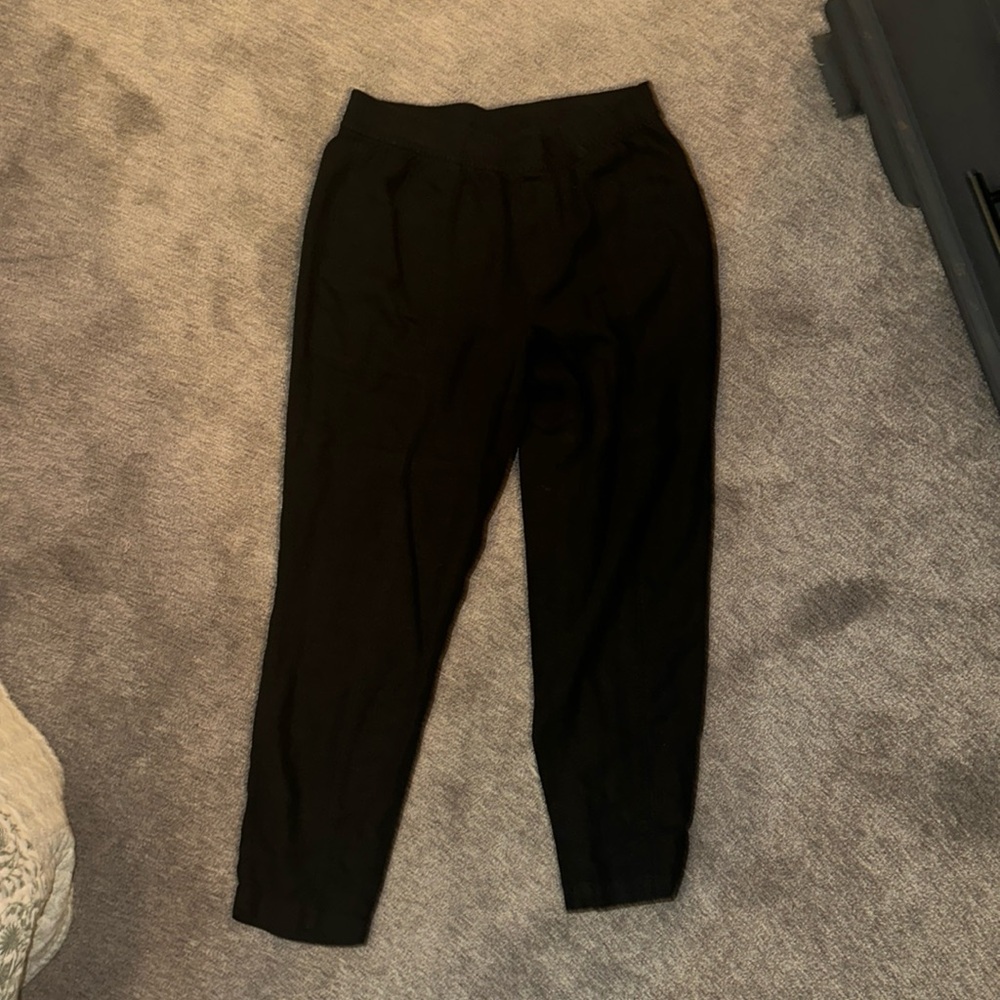 Tapered black linen pants